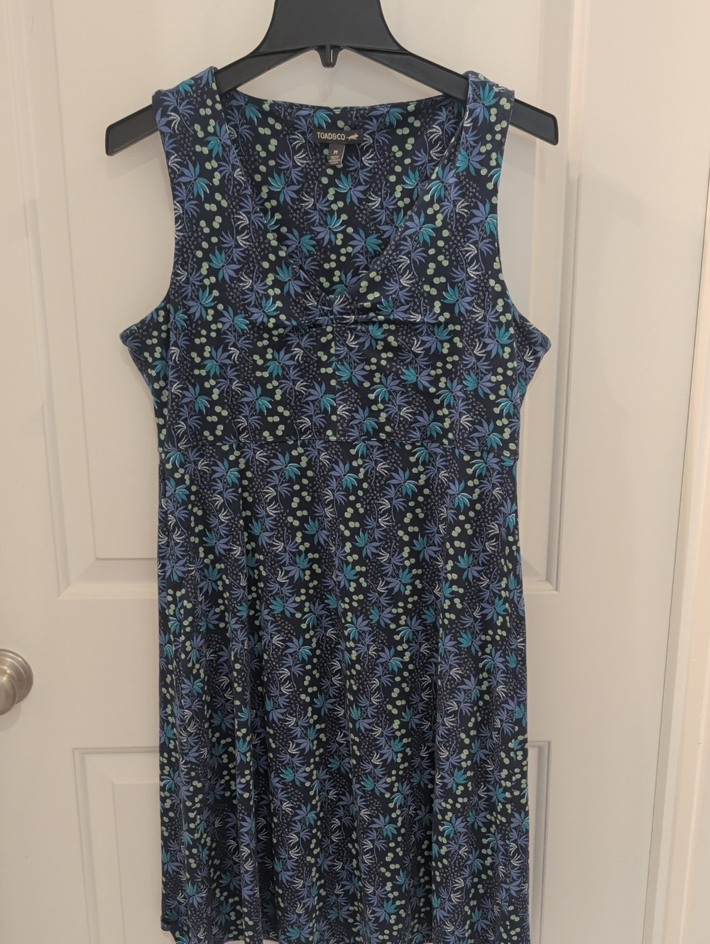 Toad&Co Navy Floral Sleeveless Dress Blue Mint Accents Sustainable Cotton